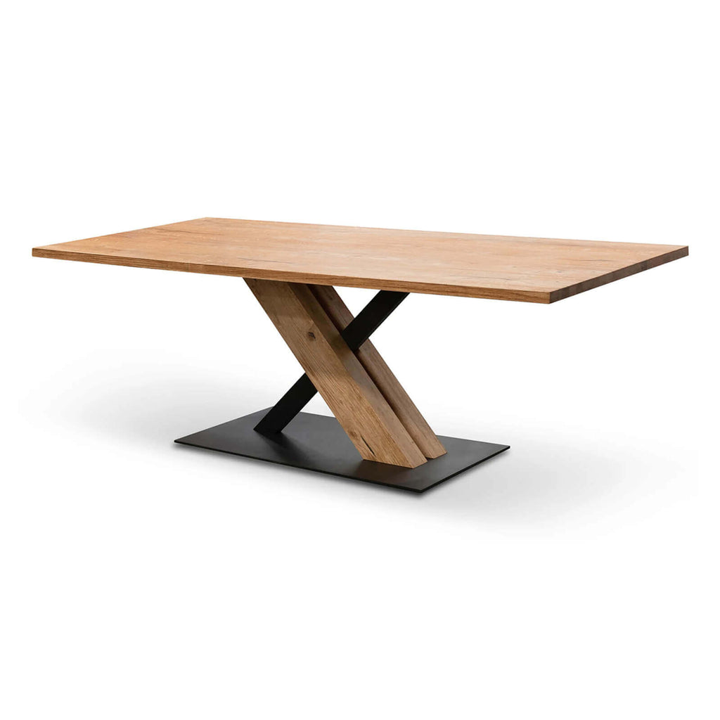 Baroosa | Contemporary 2.2m Natural Black Rectangular Wooden Dining Table