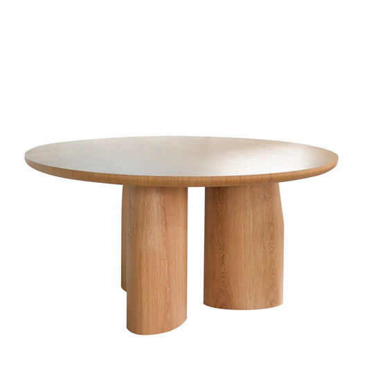 Baroosa | Contemporary Natural Black Walnut 4 – 6 seater 1.5m Wooden Round Dining Table | Natural