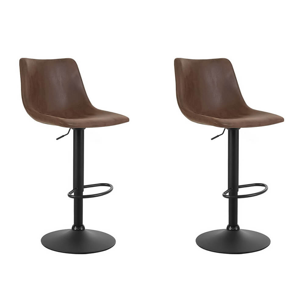 Barton | Modern Swivel Brown Vintage PU Leather Bar Stools | Set Of 2 | Brown