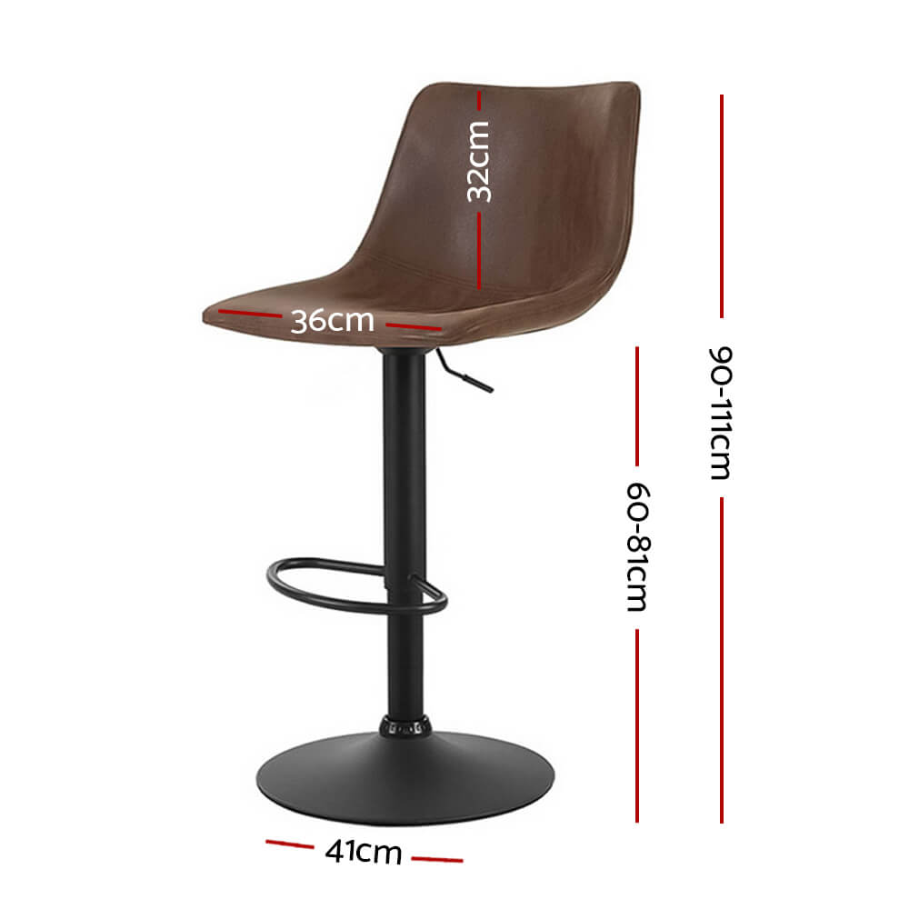 Barton | Modern Swivel Brown Vintage PU Leather Bar Stools | Set Of 2 | Brown