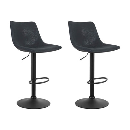 Modern Swivel Black Vintage PU Leather Bar Stools | Set Of 2