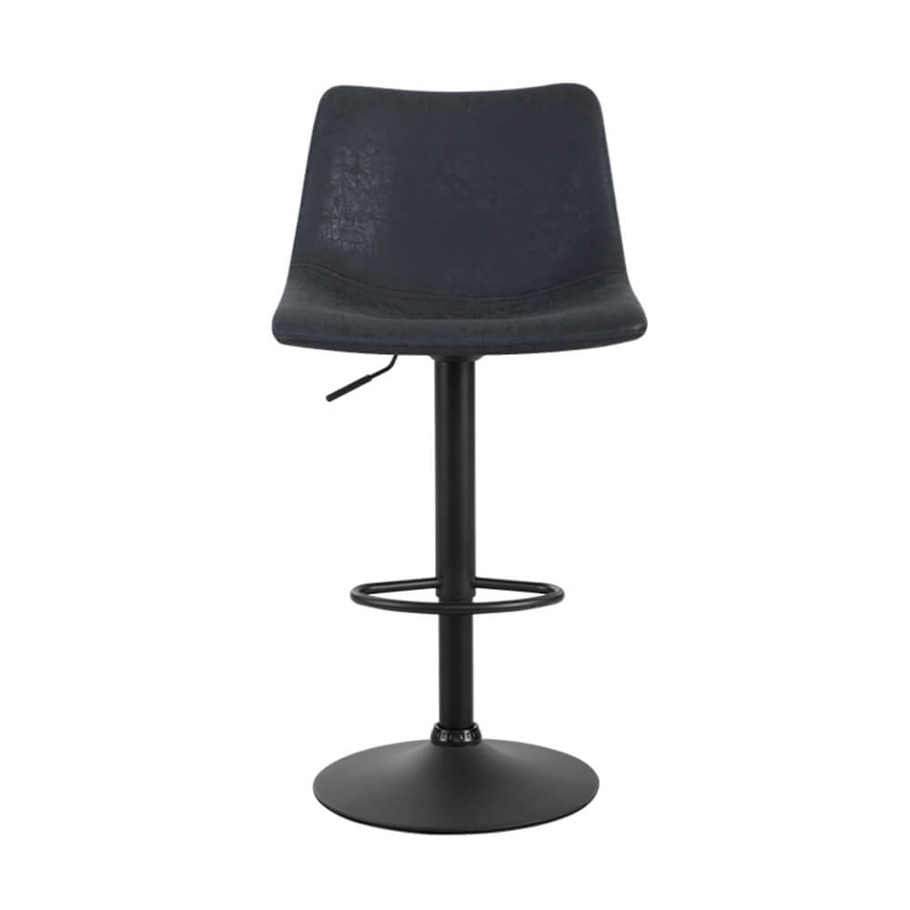Modern Swivel Black Vintage PU Leather Bar Stools | Set Of 2