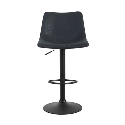 Modern Swivel Black Vintage PU Leather Bar Stools | Set Of 2