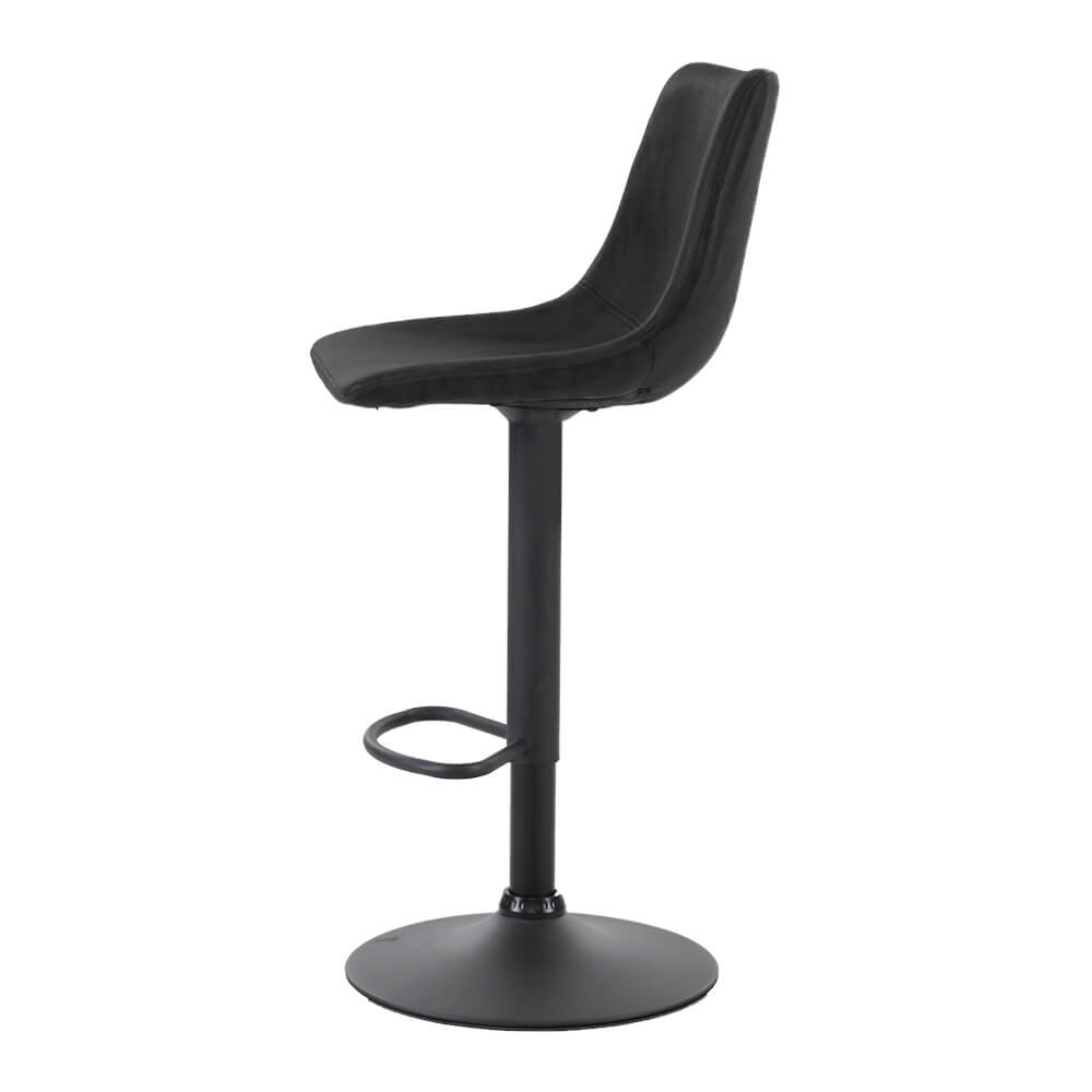 Modern Swivel Black Vintage PU Leather Bar Stools | Set Of 2