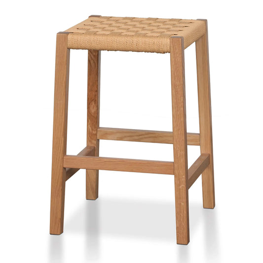 Baybreeze | Backless Coastal Natural Wooden Rattan Bar Stool | Natural