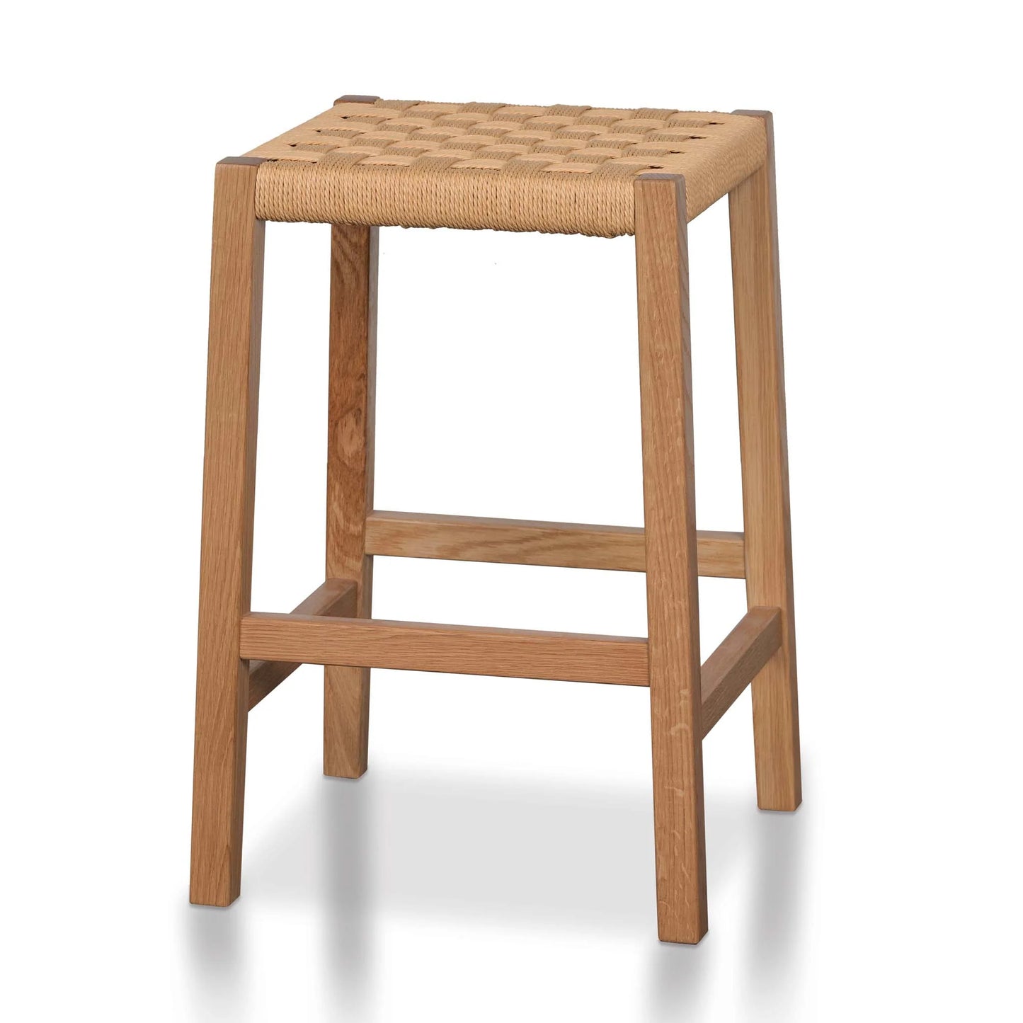 Baybreeze | Backless Coastal Natural Wooden Rattan Bar Stool | Natural