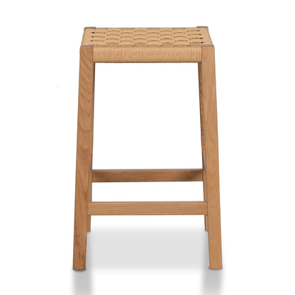 Baybreeze | Backless Coastal Natural Wooden Rattan Bar Stool | Natural