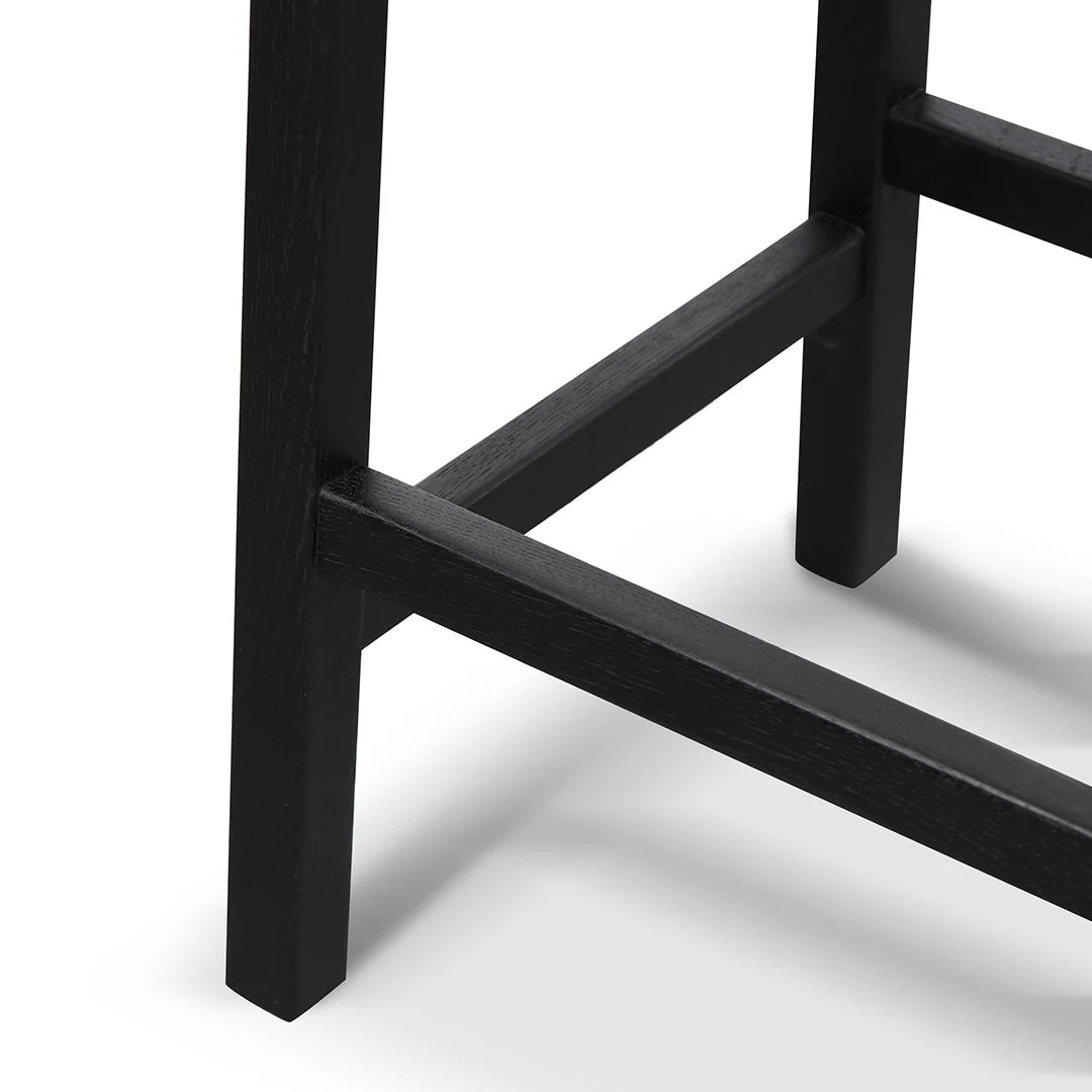 Baybreeze | Backless Coastal Black Walnut Natural Wooden Rattan Bar Stool