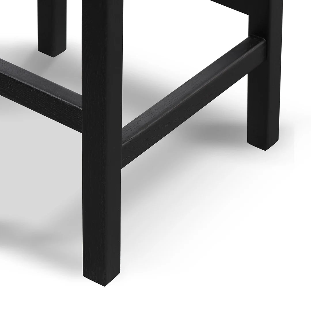Baybreeze | Backless Coastal Black Walnut Natural Wooden Rattan Bar Stool