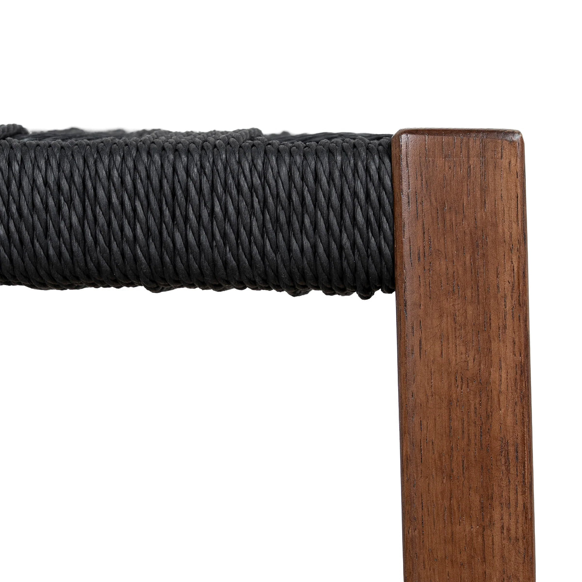 Baybreeze | Backless Coastal Black Walnut Natural Wooden Rattan Bar Stool | Walnut