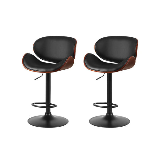 Beckett | Contemporary Swivel Wooden PU Leather Bar Stools | Set Of 2