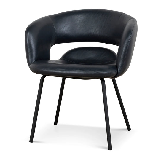 Belford | Modern PU Leather Fabric Dining Chairs With Arms | Set Of 2 | Black