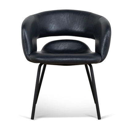 Belford | Modern PU Leather Fabric Dining Chairs With Arms | Set Of 2 | Black