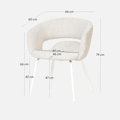 Belford | Modern PU Leather Fabric Dining Chairs With Arms | Set Of 2 | Clay Grey