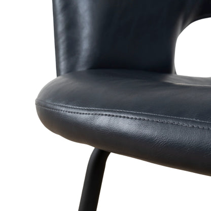 Belford | Modern PU Leather Fabric Dining Chairs With Arms | Set Of 2 | Black
