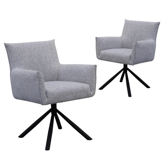 Bellevue | Contemporary Light Grey Fabric Dining Chair With Arms | Set Of 2 | Light Grey