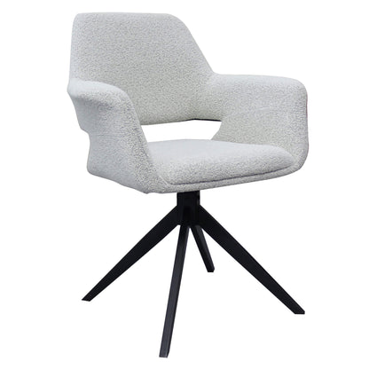 Bellinger | Contemporary Boucle Ivory Swivel Dining Chair With Arms | Set Of 2 | Ivory