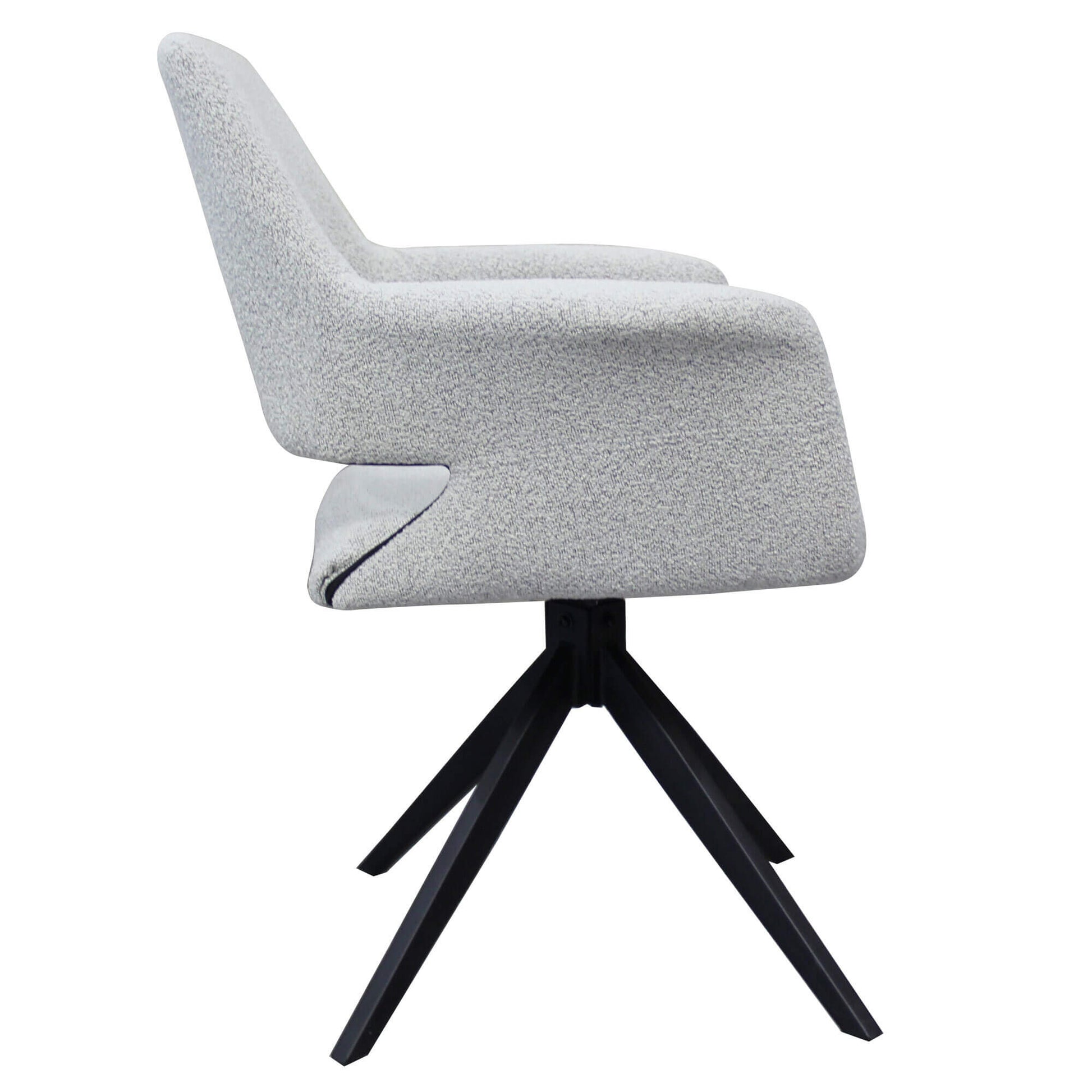 Bellinger | Contemporary Boucle Ivory Swivel Dining Chair With Arms | Set Of 2 | Ivory