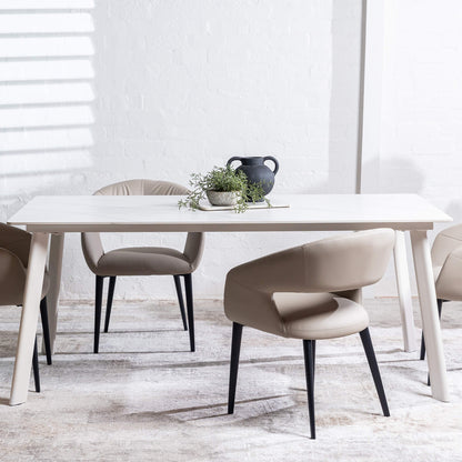 Bellinger | Modern Wooden Ceramic Snow White 1.8m Dining Table | White