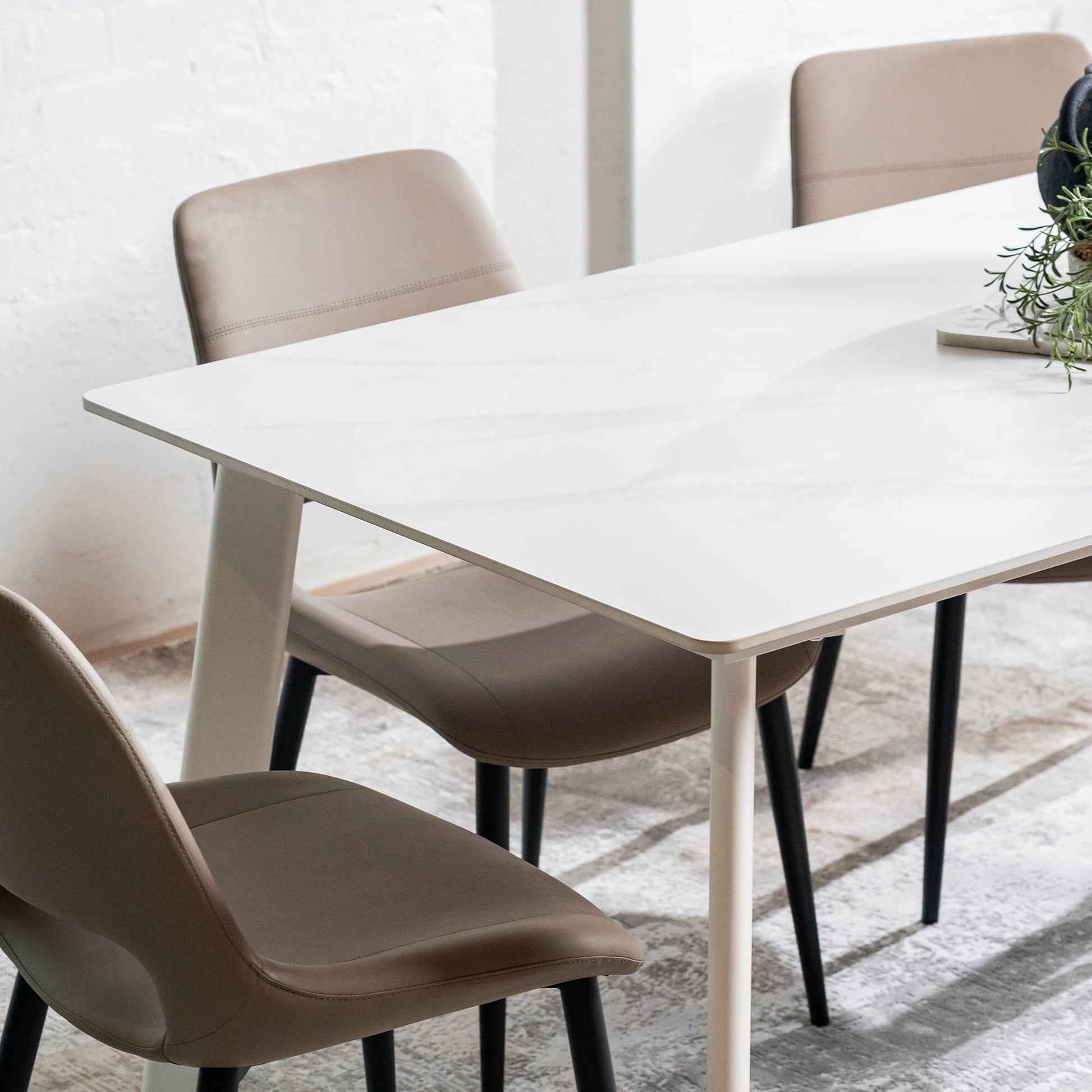 Bellinger | Modern Wooden Ceramic Snow White 1.8m Dining Table | White