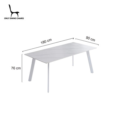 Bellinger | Modern Wooden Ceramic Snow White 1.8m Dining Table | White