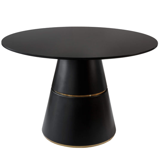 Belmore | Black 120cm Wooden Glass Round Dining Table | Black
