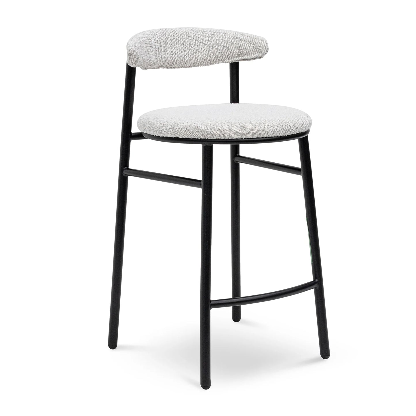 Belvidere | Mid Century Boucle Fabric Upholstered Bar Stools | Set Of 2 | White