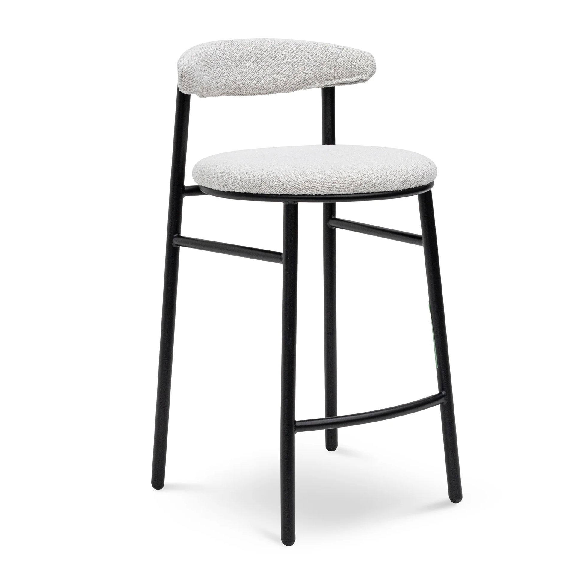 Belvidere | Mid Century Boucle Fabric Upholstered Bar Stools | Set Of 2 | White