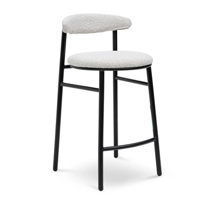 Belvidere | Mid Century Boucle Fabric Upholstered Bar Stools | Set Of 2 | White