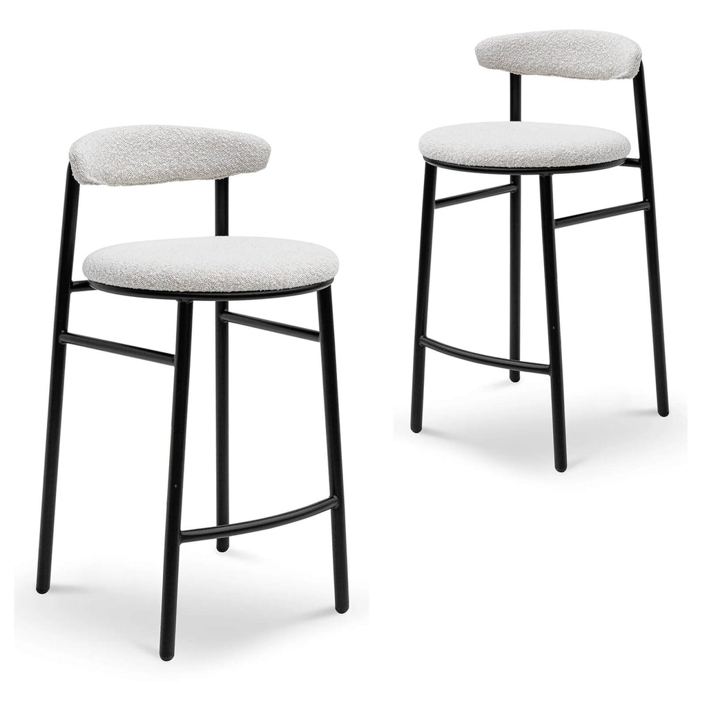Belvidere | Mid Century Boucle Fabric Upholstered Bar Stools | Set Of 2