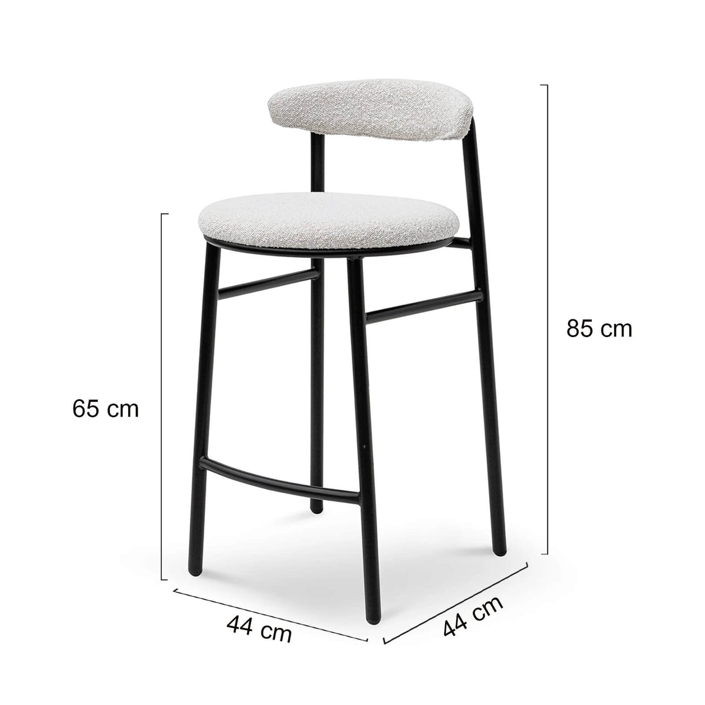 Belvidere | Mid Century Boucle Fabric Upholstered Bar Stools | Set Of 2 | White