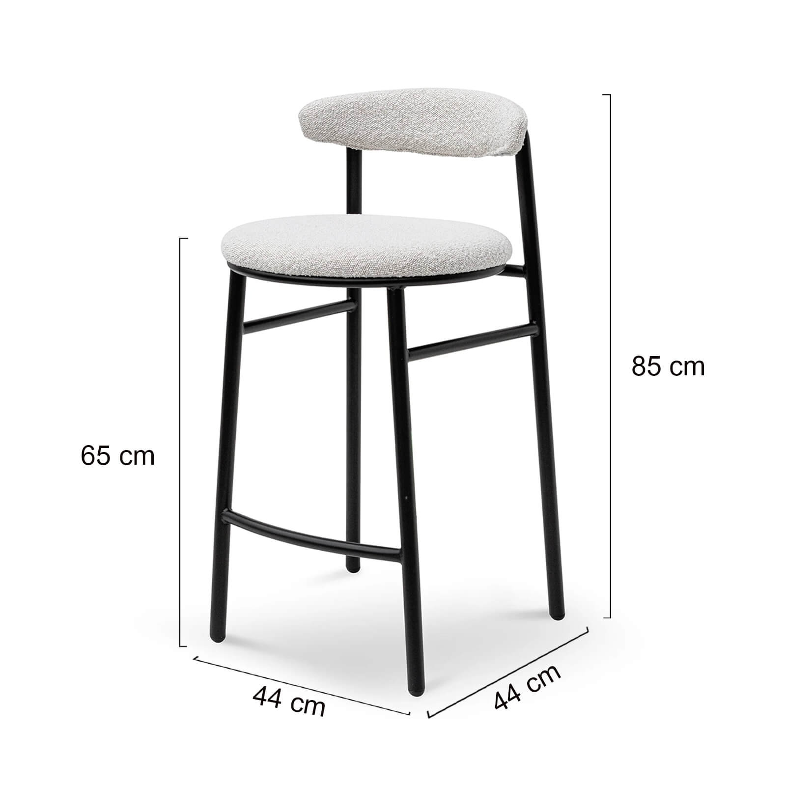 Belvidere | Mid Century Boucle Fabric Upholstered Bar Stools | Set Of 2 | White