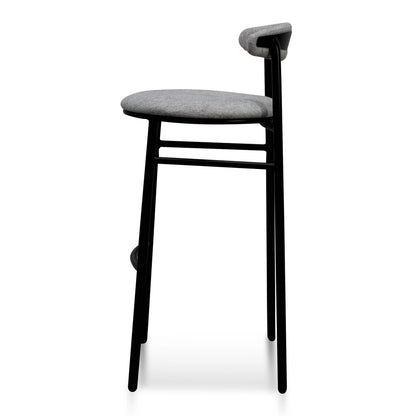 Belvidere | Mid Century Boucle Fabric Upholstered Bar Stools | Set Of 2 | Grey