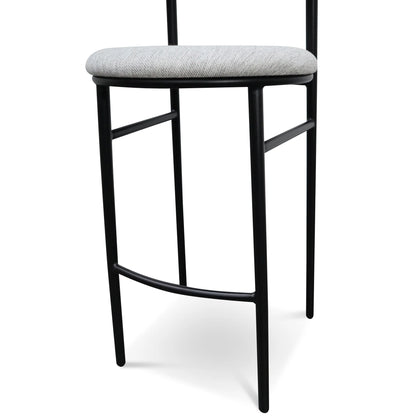 Belvidere | Mid Century Boucle Fabric Upholstered Bar Stools | Set Of 2 | Grey