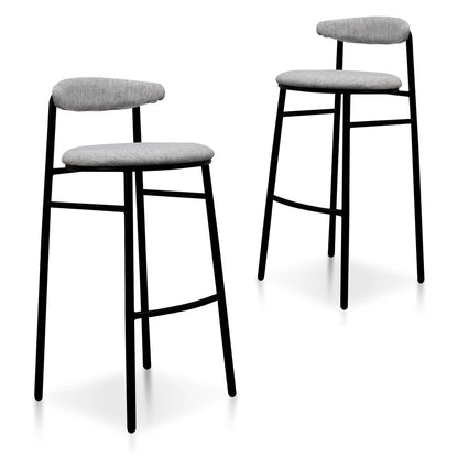 Belvidere | Mid Century Boucle Fabric Upholstered Bar Stools | Set Of 2 | White