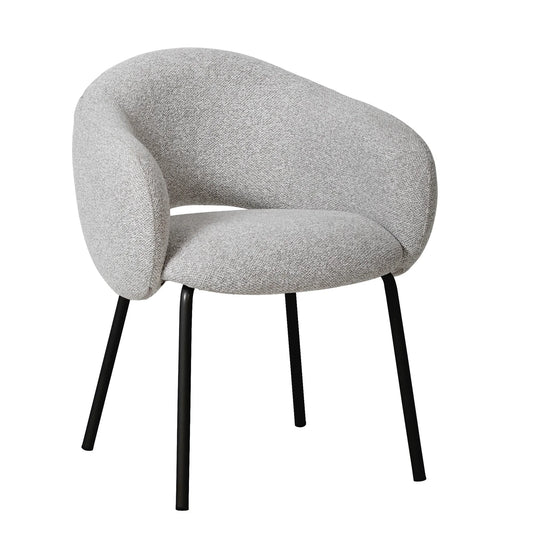 Bentley | Modern Metal Clay Grey Fabric Dining Chairs With Arms | Set Of 2 | Black