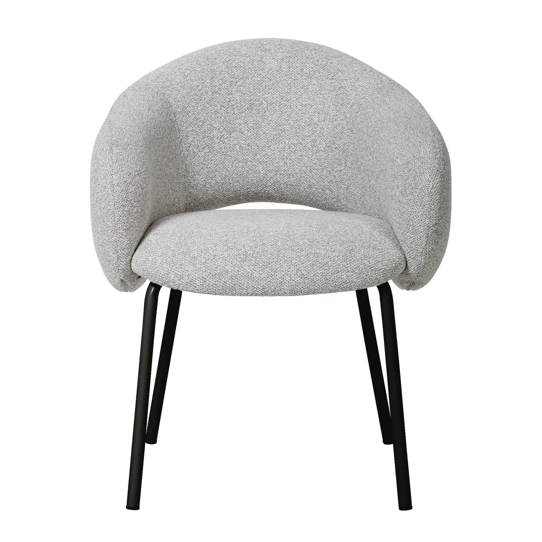 Bentley | Modern Metal Clay Grey Fabric Dining Chairs With Arms | Set Of 2 | Black