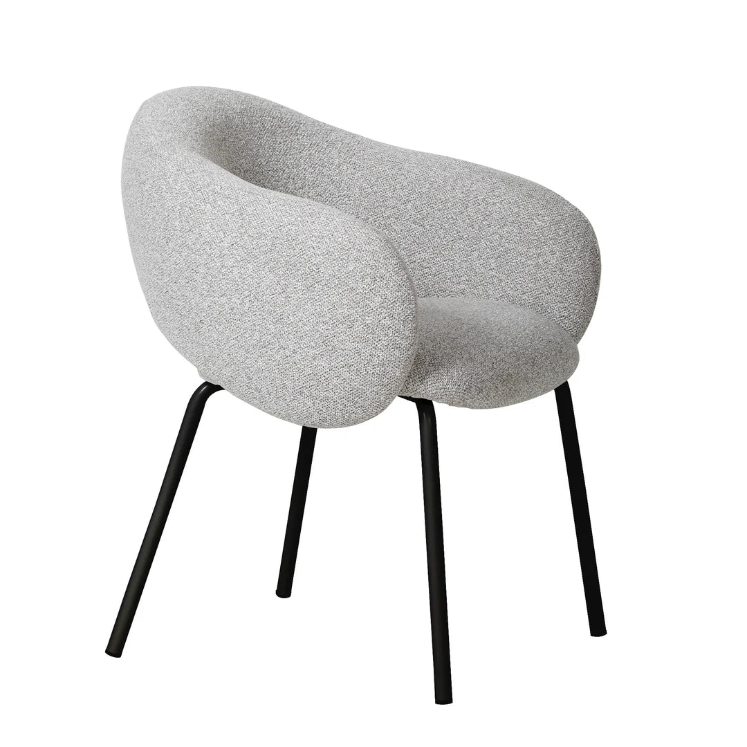 Bentley | Modern Metal Clay Grey Fabric Dining Chairs With Arms | Set Of 2 | Black