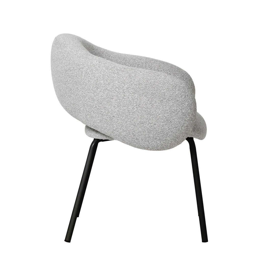 Bentley | Modern Metal Clay Grey Fabric Dining Chairs With Arms | Set Of 2 | Black