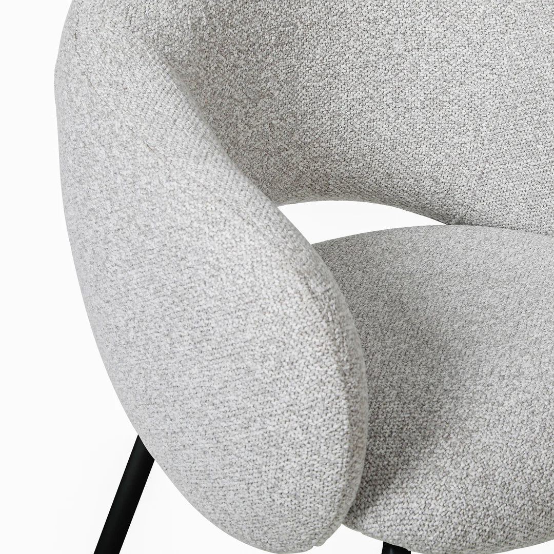Bentley | Modern Metal Clay Grey Fabric Dining Chairs With Arms | Set Of 2 | Black