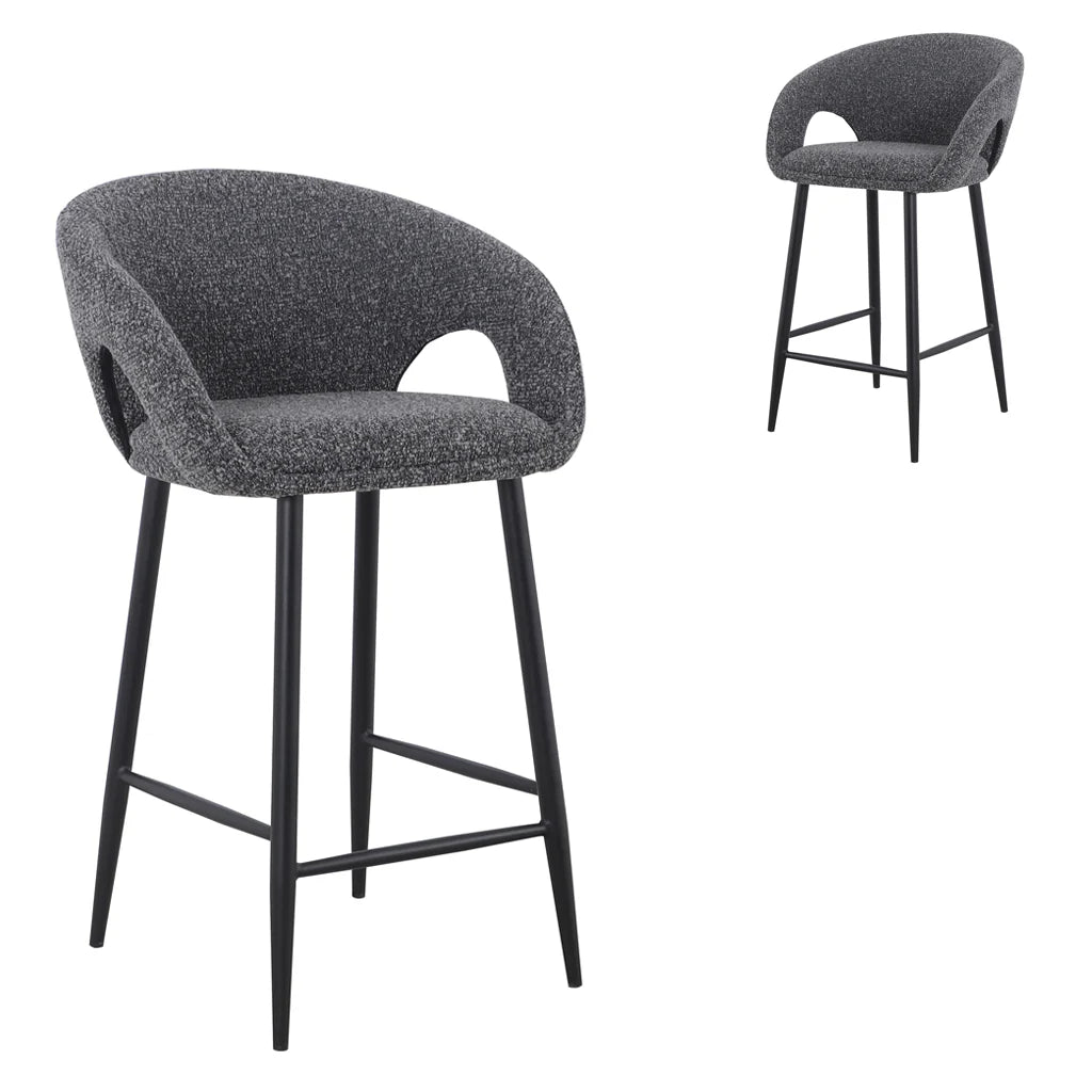 Bentley | Modern Grey Boucle Fabric Bar Stools | Anthracite Grey