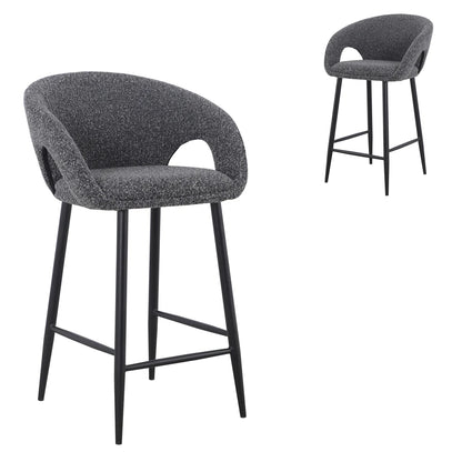 Bentley | Modern Grey Boucle Fabric Bar Stools | Anthracite Grey