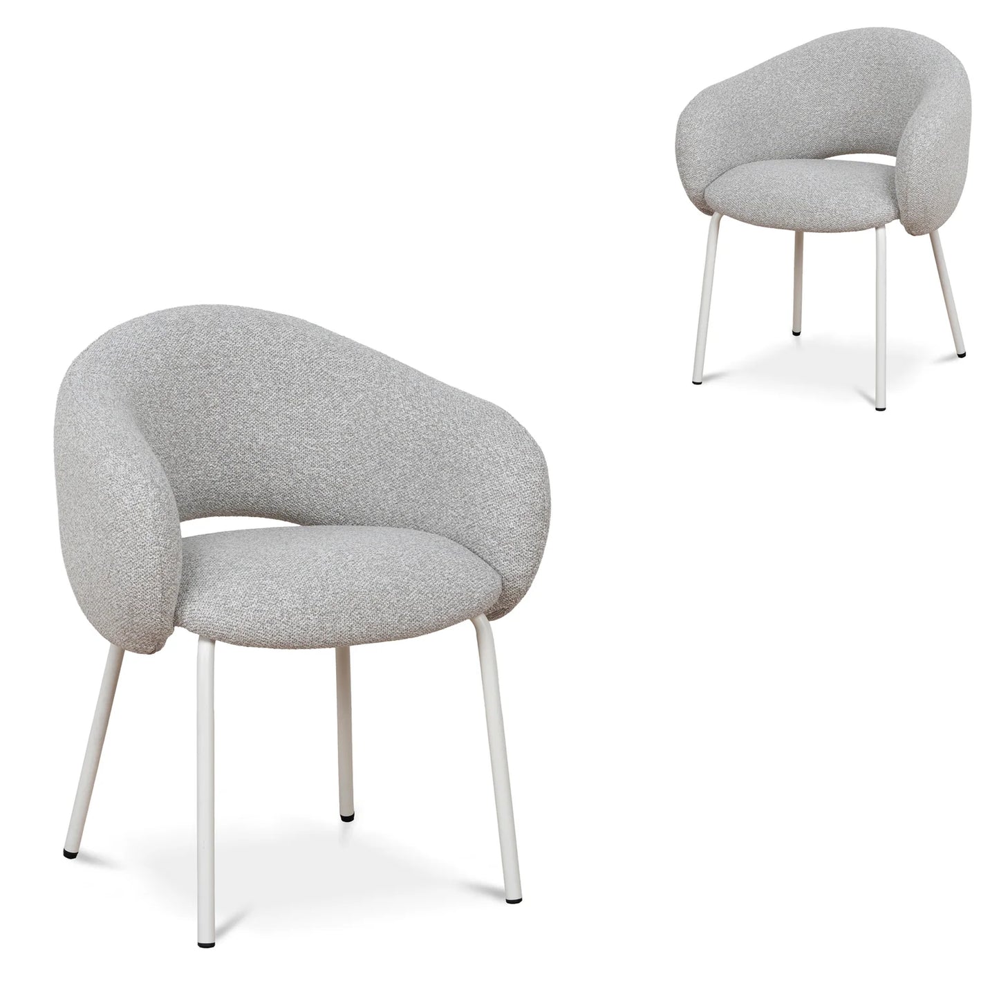 Bentley | Modern Metal Clay Grey Fabric Dining Chairs With Arms | Set Of 2 | White