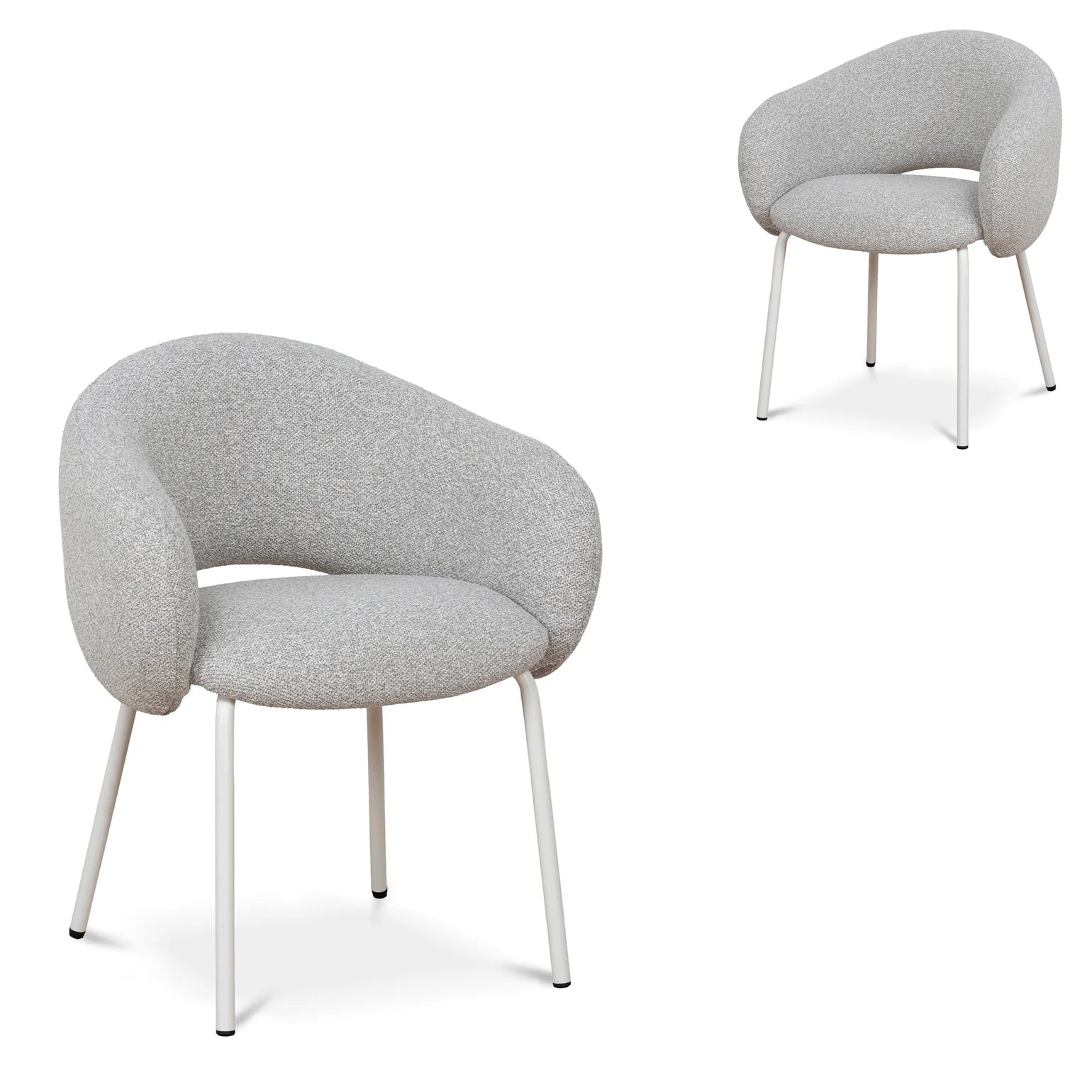 Bentley | Modern Metal Clay Grey Fabric Dining Chairs With Arms | Set Of 2 | White