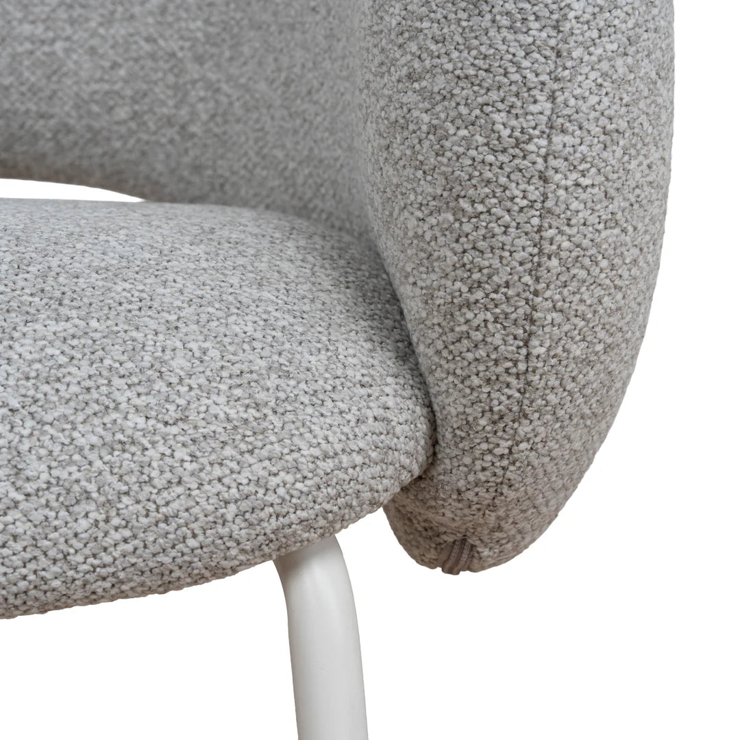 Bentley | Modern Metal Clay Grey Fabric Dining Chairs With Arms | Set Of 2 | White