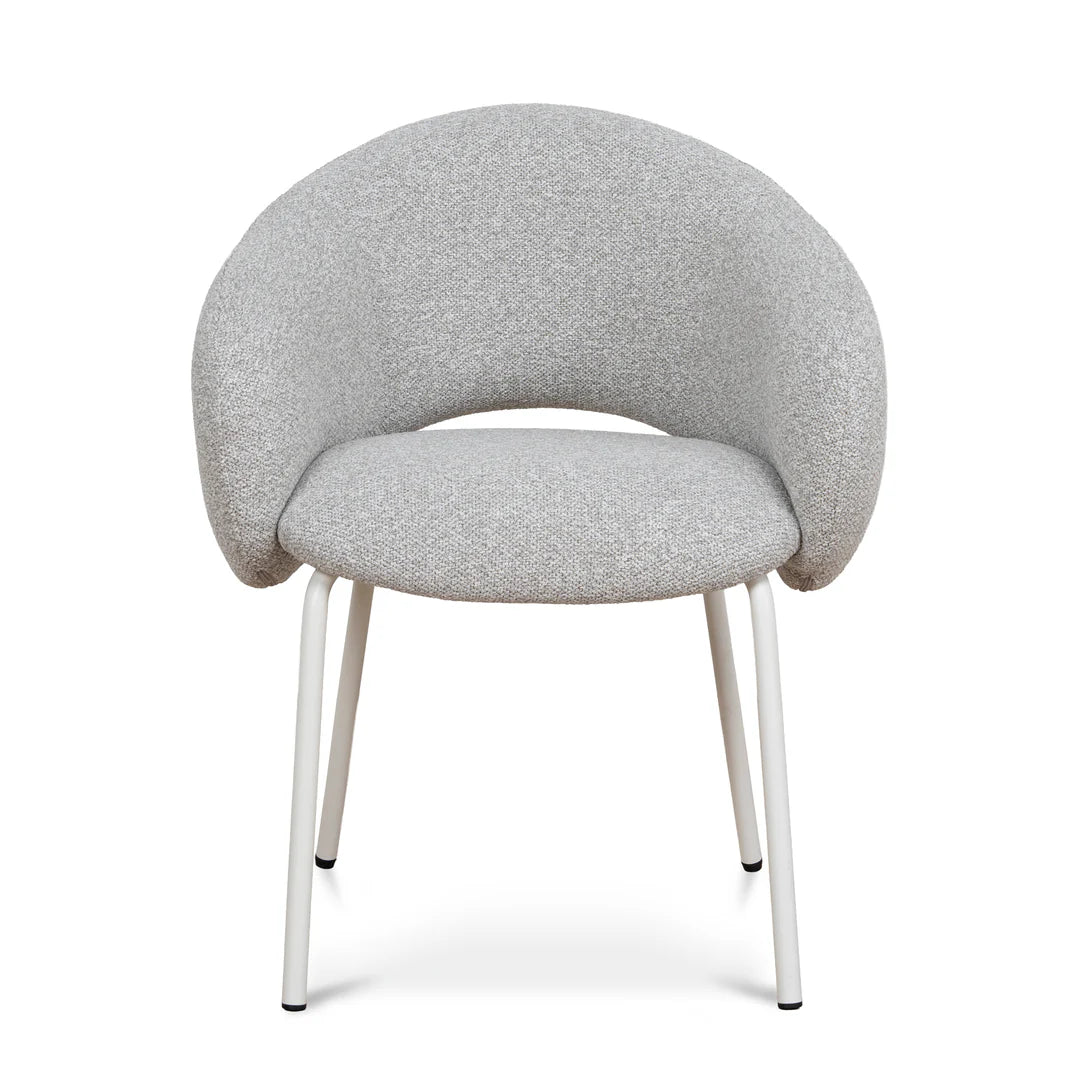 Bentley | Modern Metal Clay Grey Fabric Dining Chairs With Arms | Set Of 2 | White