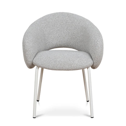 Bentley | Modern Metal Clay Grey Fabric Dining Chairs With Arms | Set Of 2 | White