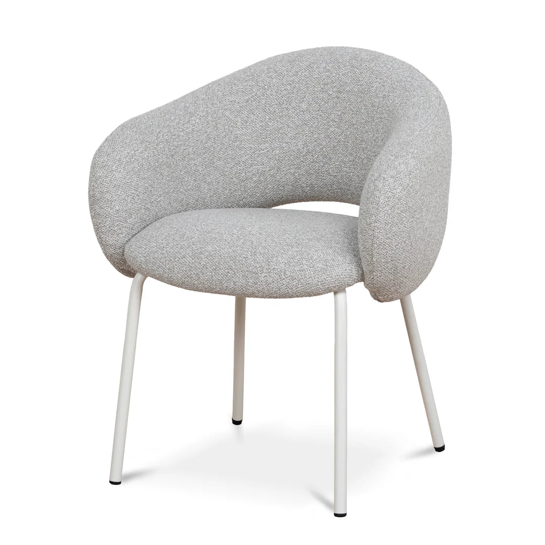 Bentley | Modern Metal Clay Grey Fabric Dining Chairs With Arms | Set Of 2 | White