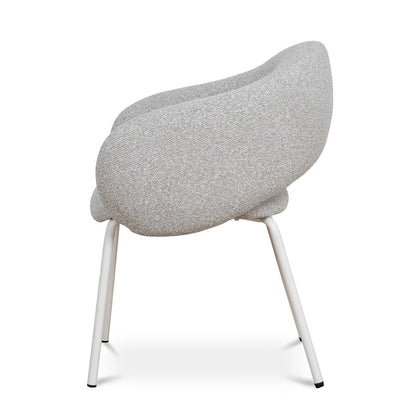 Bentley | Modern Metal Clay Grey Fabric Dining Chairs With Arms | Set Of 2 | White