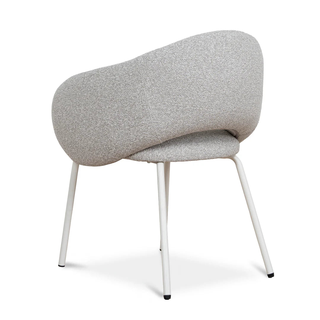 Bentley | Modern Metal Clay Grey Fabric Dining Chairs With Arms | Set Of 2 | White